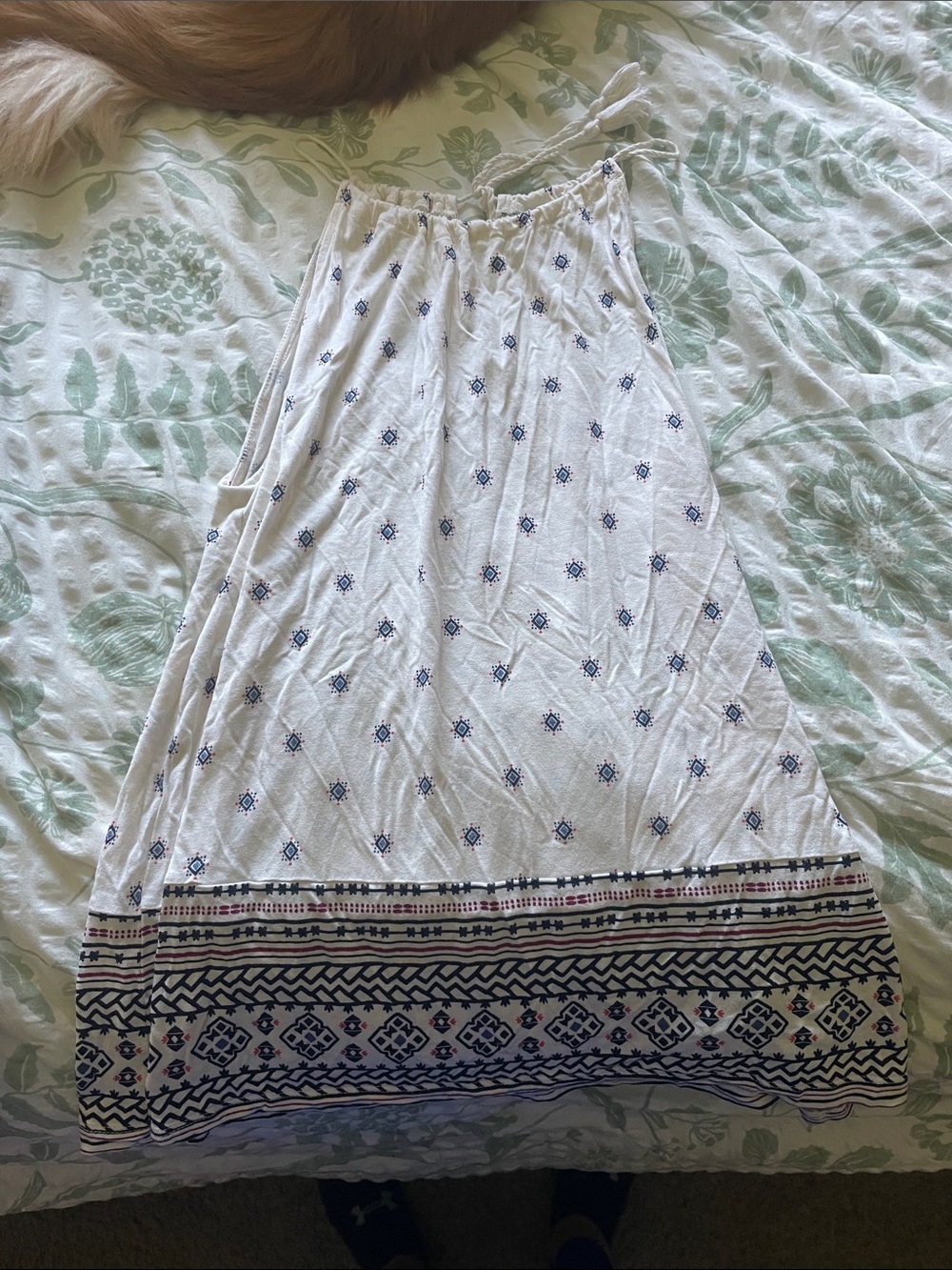 Old Navy White Tank Top with Navy Print